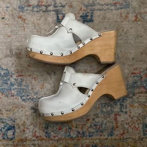 Vtg 90s Steve Madden wooden dillie clogs